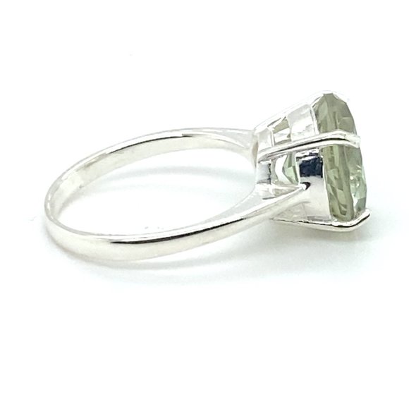 Green Amethyst 5.55ct Platinum Finish Solid 925 Sterling Silver Ring - Picture 4 of 6